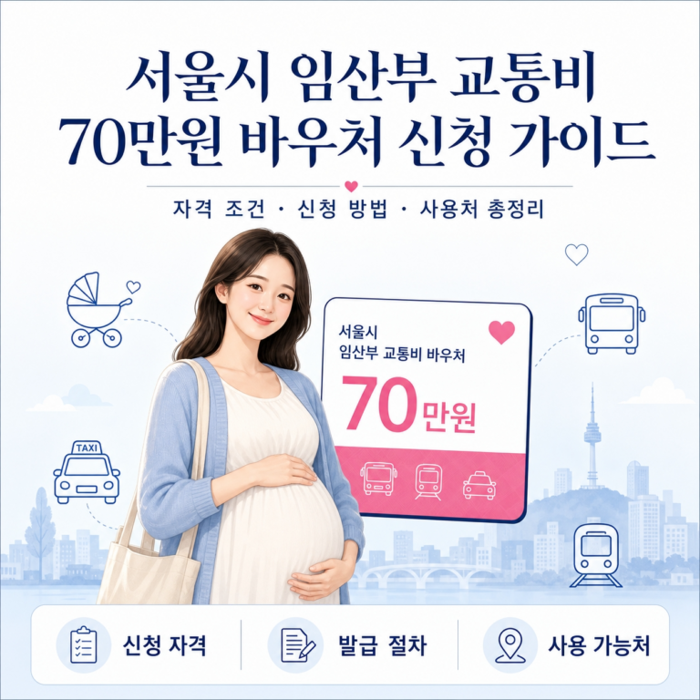 서울시 임산부 교통비 70만원 지원금 바우처 신청 자격 및 사용처 총정리 가이드