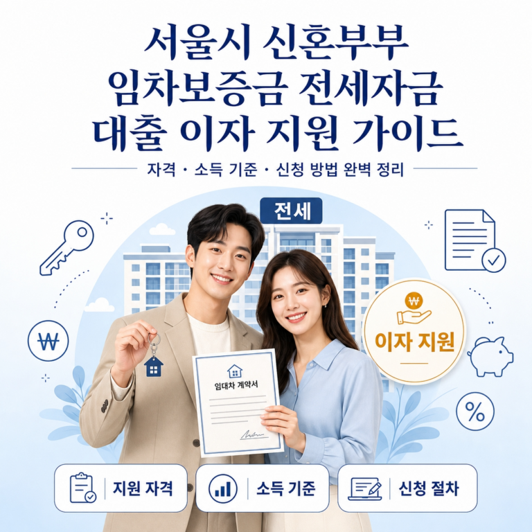 서울시 신혼부부 임차보증금 전세자금 대출 이자 지원 자격 소득 기준 및 신청 가이드 완벽 정리