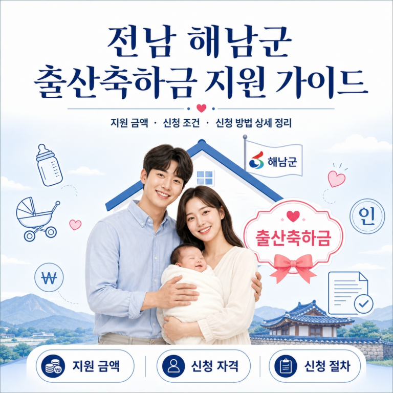 전남 해남군 출산축하금 지원 금액 상세 정리 및 신청 방법 가이드